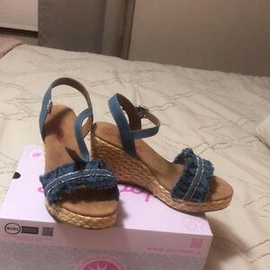 Jellypop Denim Blue Wedge Sandals